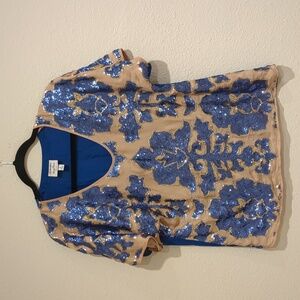 Neiman Marcus Tracey Reese Blue Sequin Blouse Size Medium
